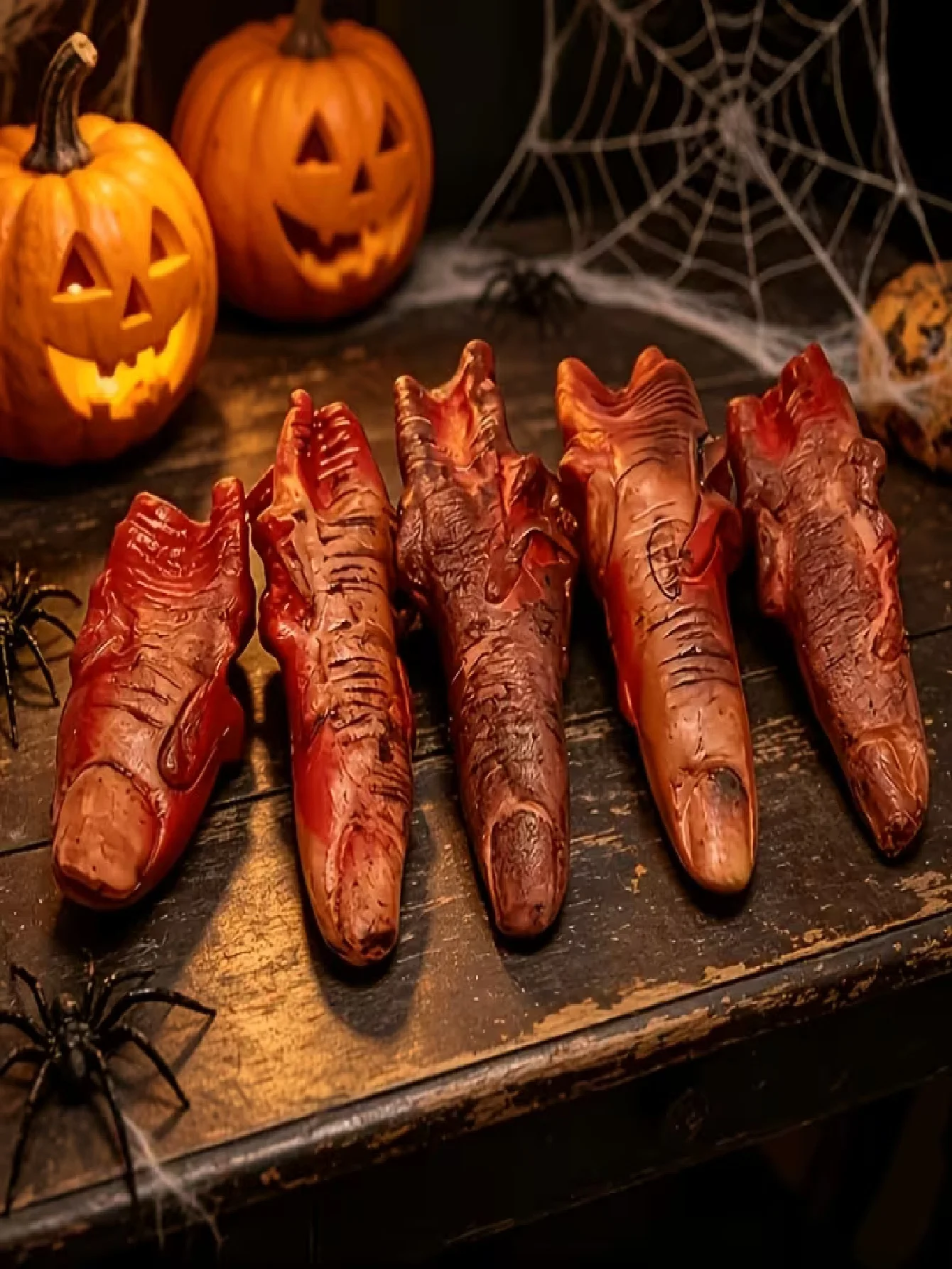 5Pcs Prank Rotten Finger Simulation Fingers, Halloween Vinyl Fingers, Scary Fingers, Suitable for Halloween Party Decoration Props