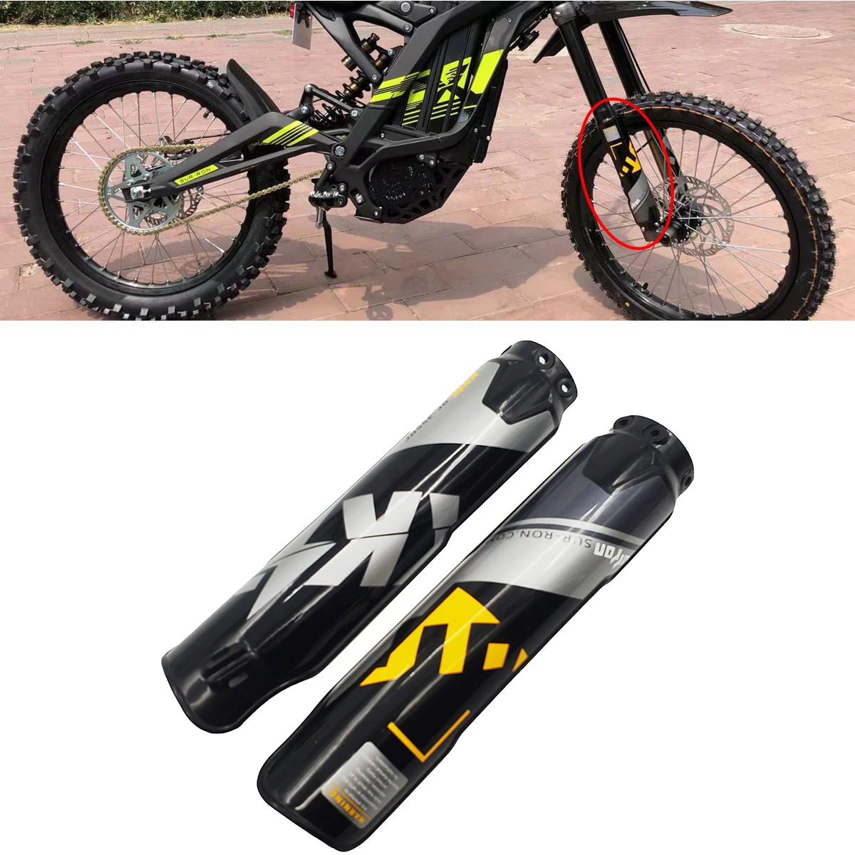 

Motocross Electric Motorcycle Front Shock Absorber Mudguard Fender For SURRON SUR RON Light Bee X S Dirt Bike Pit Bike