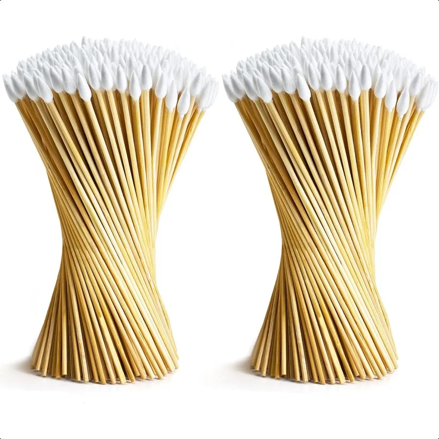 Tamponi per pulizia pistola da 1000 500 pezzi con 6 bastoncini di bambù lunghi Tampone di cotone altamente assorbente senza pelucchi a punta per arma da fuoco di precisione C