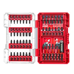 Geinxurn 49 PCS Impact Screwdriver Bit Set with Tough Case, S2 Steel Bit Set,1''/ 2