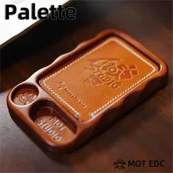 MOT EDC Handmade Push Slider Gyro Storage Tray Cowhide Pad Desktop Accessories Stress Toy