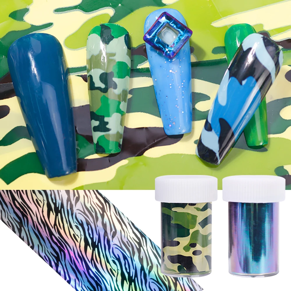 Diy 3d camuflagem leopardo laser manicure decalques céu estrelado adesivos decorações da arte do prego folhas de transferência