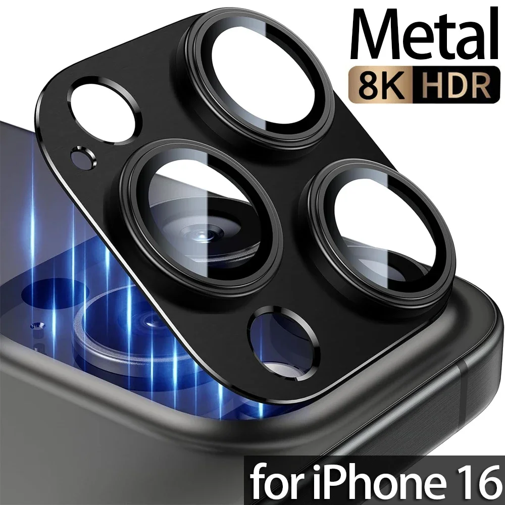 Metal Aluminum Alloy Lens Cover Tempered Glass Camera Protectors for IPhone 16 Pro Max Plus Shatterproof Lens Film for IPhone16