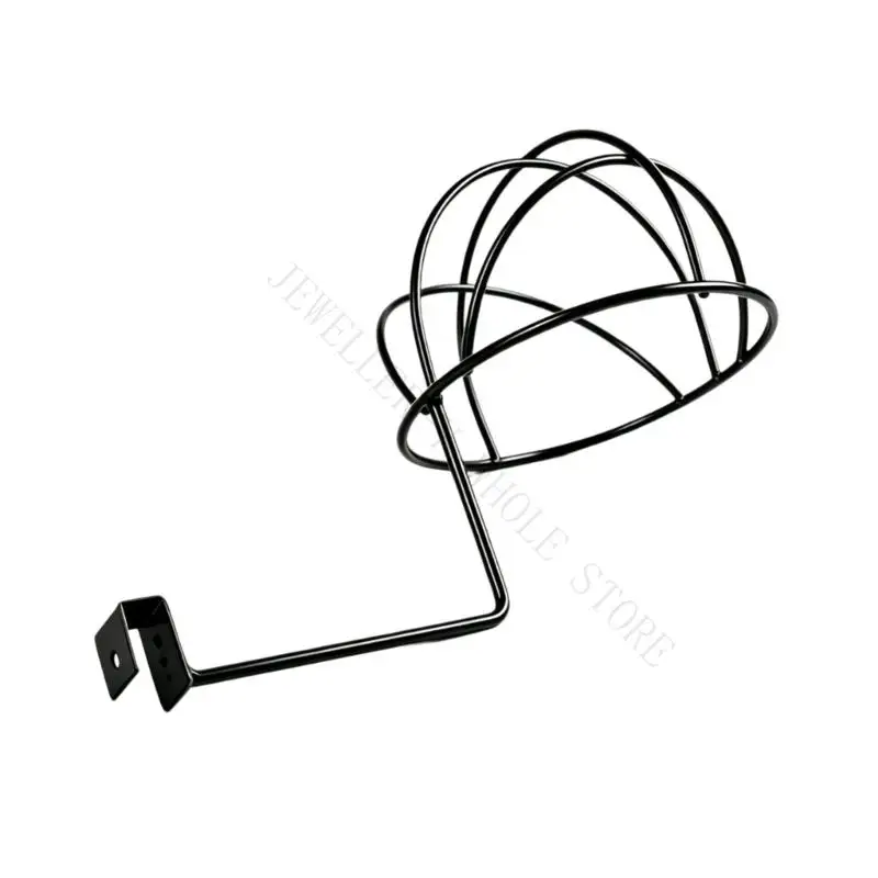 R7UF Wall-Mounted Iron Hat Holder with Curved Wire Support and Welded Frame for Baseball Hats, Berets, and Bucket Hats