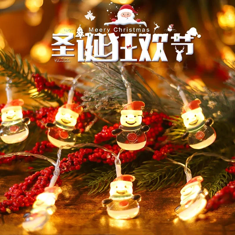Christmas Santa Claus Snowflake LED Light String Garland Xmas Tree Fairy Light Christmas Decoration for Home New Year