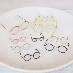 5Pcs 3/4CM Fashion Round Frame Lensless Retro Cool Doll Glasses For DIY Doll Eyewear Accessories Toy Miniature Eyeglasses