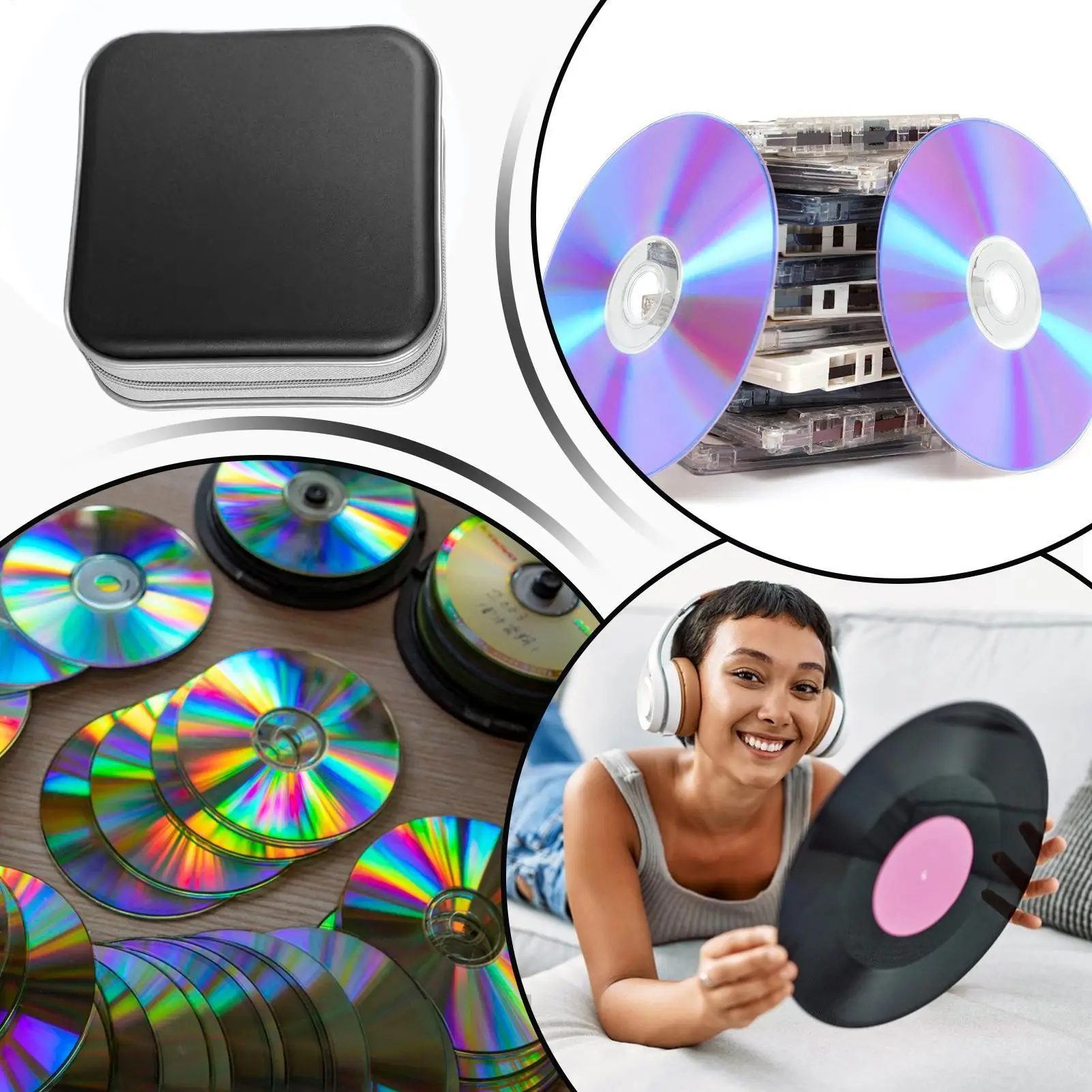 Disc Holder 40 Capacity Portable Small Organizer Disc Storage Case For Travel Movie Video RV Home Music Album Transport Holiday