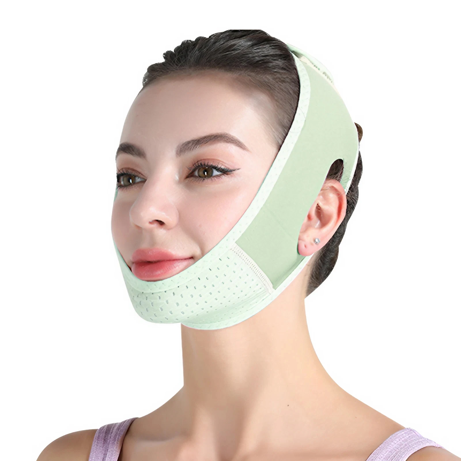 Reusable V-Line Face Lifting Bandage for Women Double Chin Slimming Strap with Ear Cutouts Adjustable Breathable Face Mask