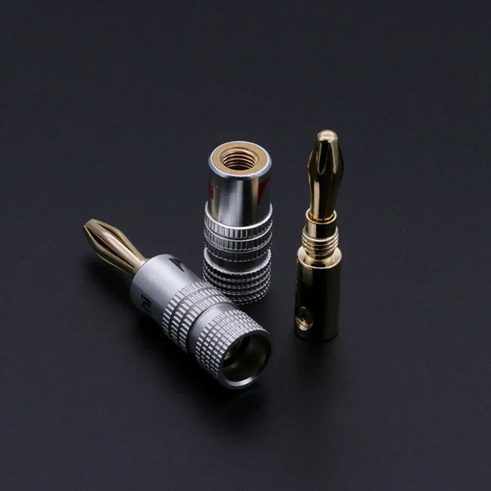 

100Pcs Banana Plug 24K Gold Plated Copper BFA 4mm Banana Connector Male Speaker Plug Audio Speaker Wire Plug HY