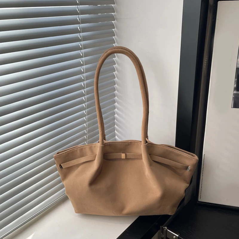 Vintage Wildleder-Umhängetasche für Damen, Minimalistische Große Kapazität Tragetasche, Elegante Retro-Umhängetasche für Tägliche Anlässe, Dating und Reisen – Detail 23