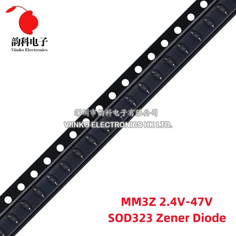 100pcs SOD-323 0805 SMD Zener Diode 2V4 2V7 3V 3V3 3V9 4V3 4V7 5V1 5V6 6V8 7V5 10V 15V 18V 20V 22V 24V 27V 30V 33V 39V 43V 47V