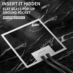 1PCS Flat Floor Hidden Socket, EU Electrical Outlet, Embedded Stainless Steel Marble Floor Socket Box for Home and Office Use