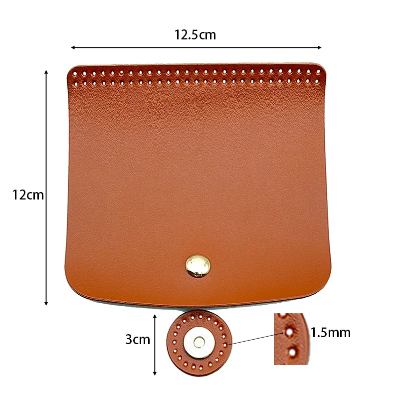 Flip Cover Rectangle Leather Bag Cover Sew on  Leather Tab Closure with Alloy Buckle for DIY Handbag Purse Shoulder Bag Making