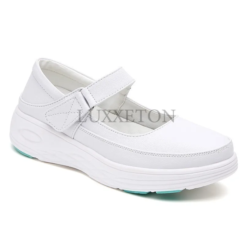 Genuine Leather Nurse for Women in Summer with Soft Soles Casual Lightweight Comfortable Non Slip Flat Bottomed Medical Shoes