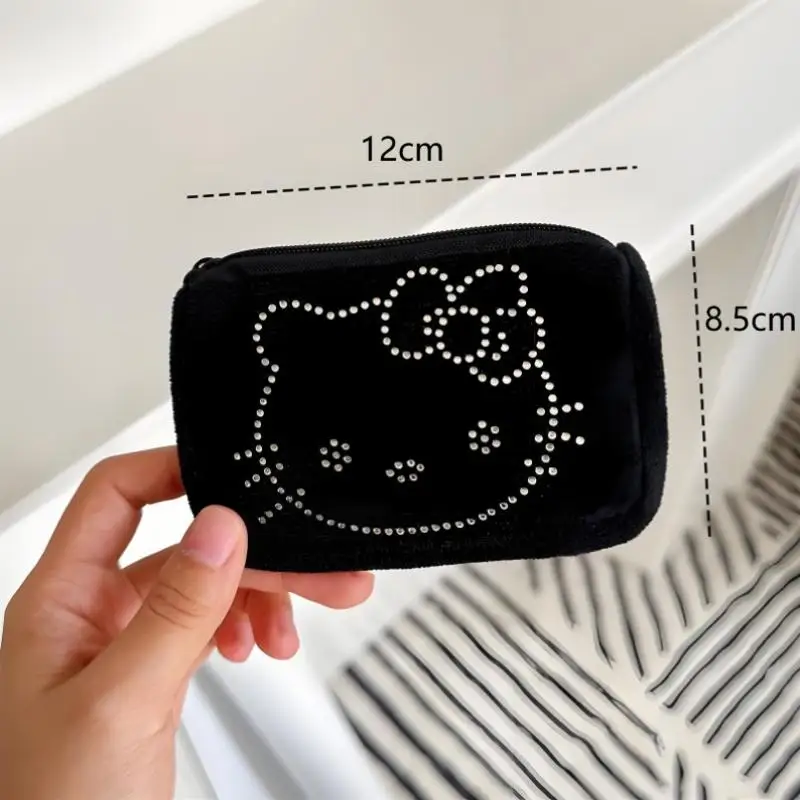 1PC Cute Cartoon Hot Drilling HelloKitty Niche Portable Coin Purse Keychain Plush Premium Earphone Organizer Bag Pendant