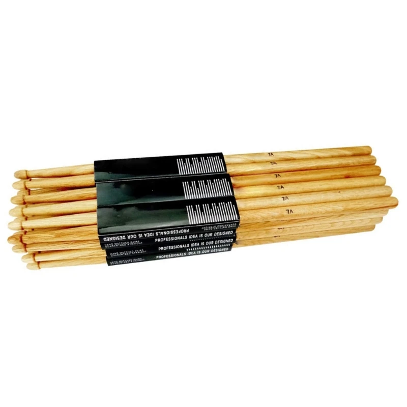 652D 1Pair Oaks Wood Tip Drum Professional 5A/7A Drumsticks AntiSlip Wood Tip Drumsticks for Adults Kids Beginners