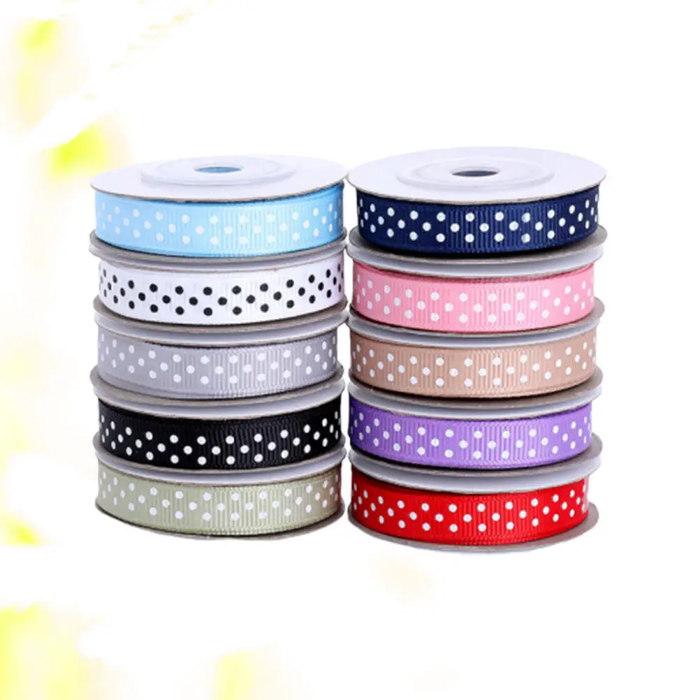 

10pcs 10 Rolls 5 Yards Dotted Ribbed Ribbon For Gift Wrapping Party Decoration Craft Diy Bow Knot Cake Decor Scrapbook Hair Bows