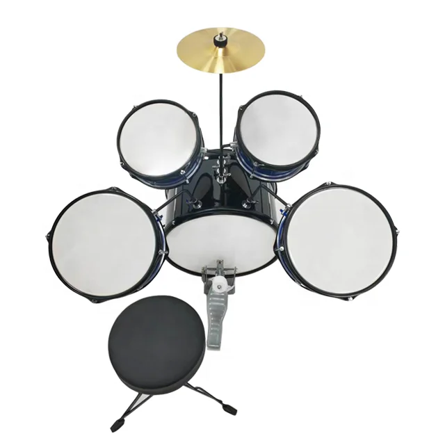 Blue Color Customized 5 Pieces Tom Toms Connect Bass Drum Kids Drum Set Children Jazz Drum Set view 5