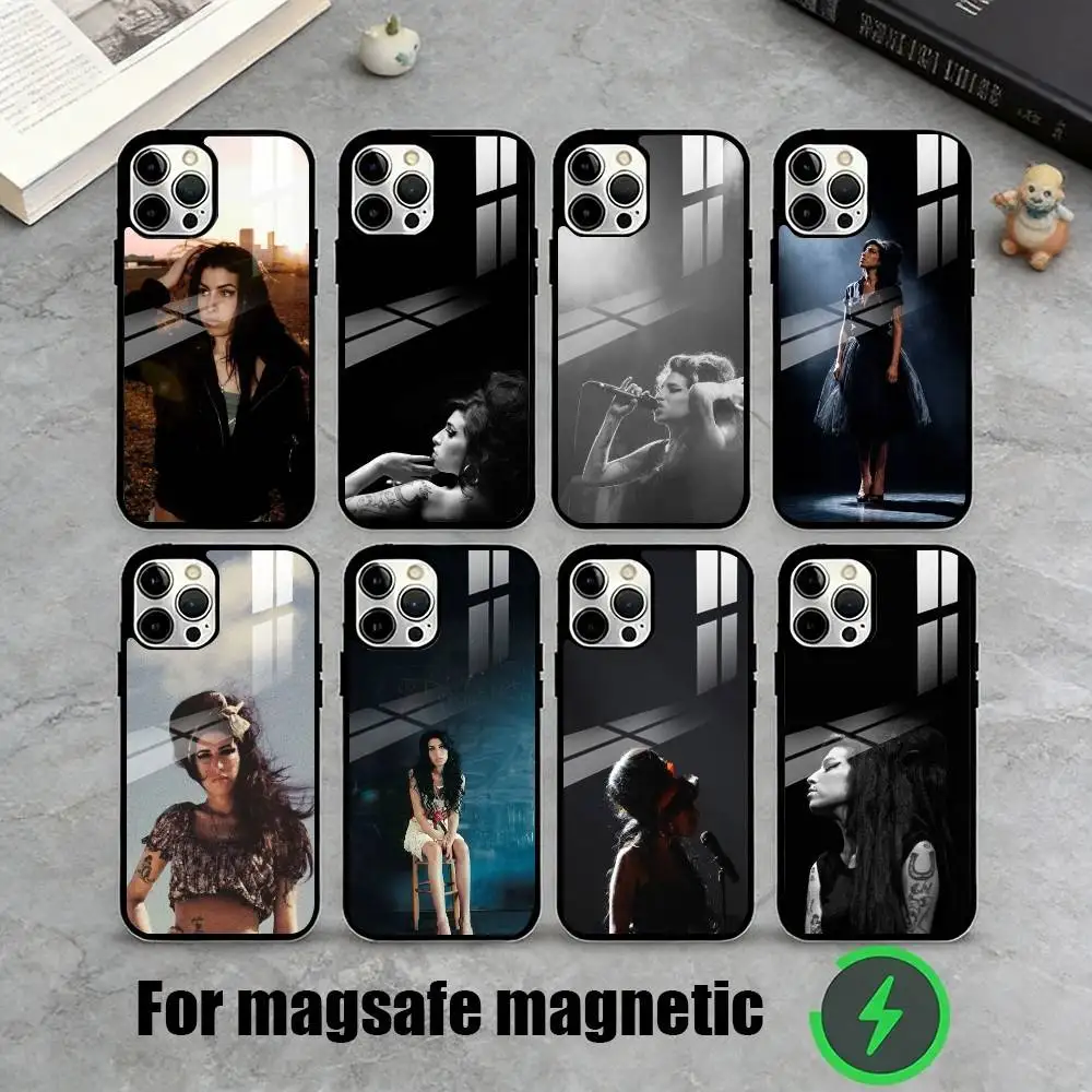 

Singer Amy W-Winehouse Phone Case For iPhone17,16,15,14,13,12,11 Plus,Pro Magnetic For Magsafe Wireless Charging