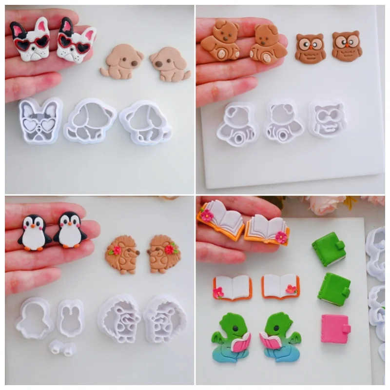 New Cute Animal Soft Clay Mold Dog/penguin/dragon Shaped Earrings DIY Jewelry Pendant Shape Cutting Polymer Clay Tools