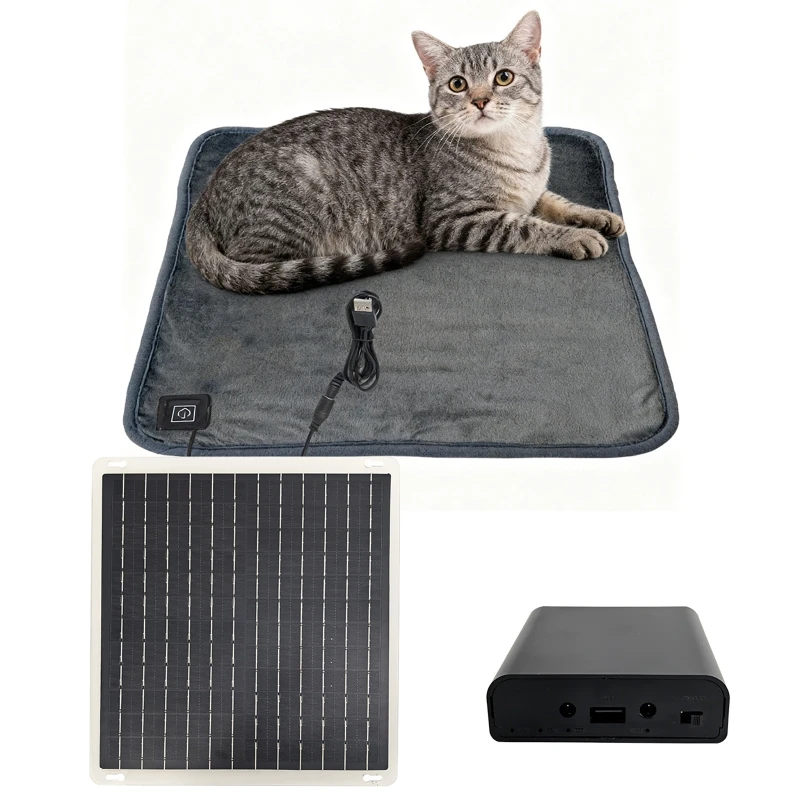 Solar-Powered Electric Heated Blanket Photovoltaic Chair Pad Adjustable Temperature Winter Seat Cushion Solar Heating Pet Mat