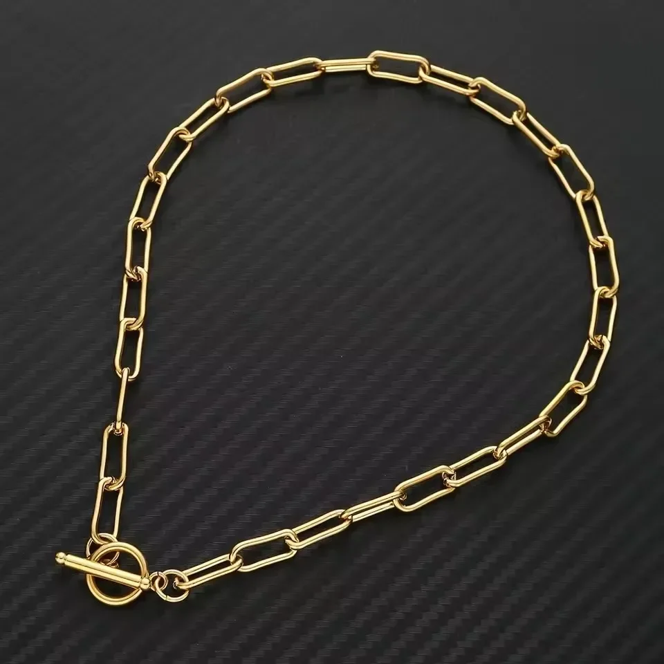 Toggle Clasp Choker Women's Stainless Steel Necklace collar Collier Acier Inoxydable