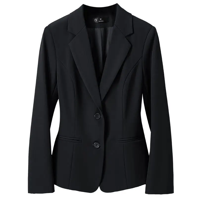 Setelan Blazer Wanita untuk Wawancara Formal, Pakaian Kerja Resepsionis, atau Detail Kancing Lengan Panjang, Produksi Cina