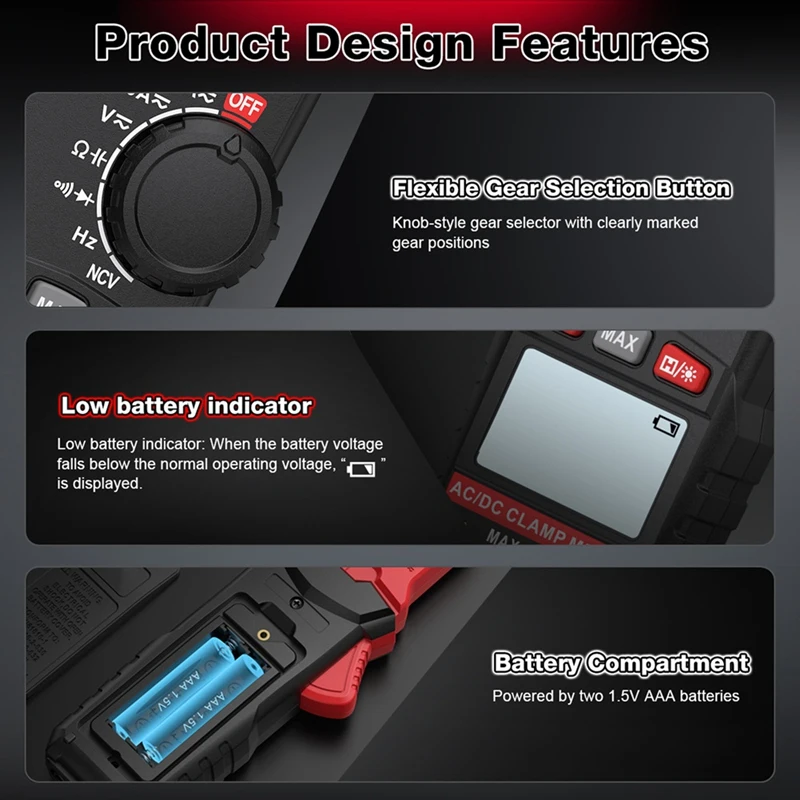 DT16 HT200D Digital Clamp Meter True RMS, AC DC Current Voltage Tester for HVAC Automotive Electrical Maintenance