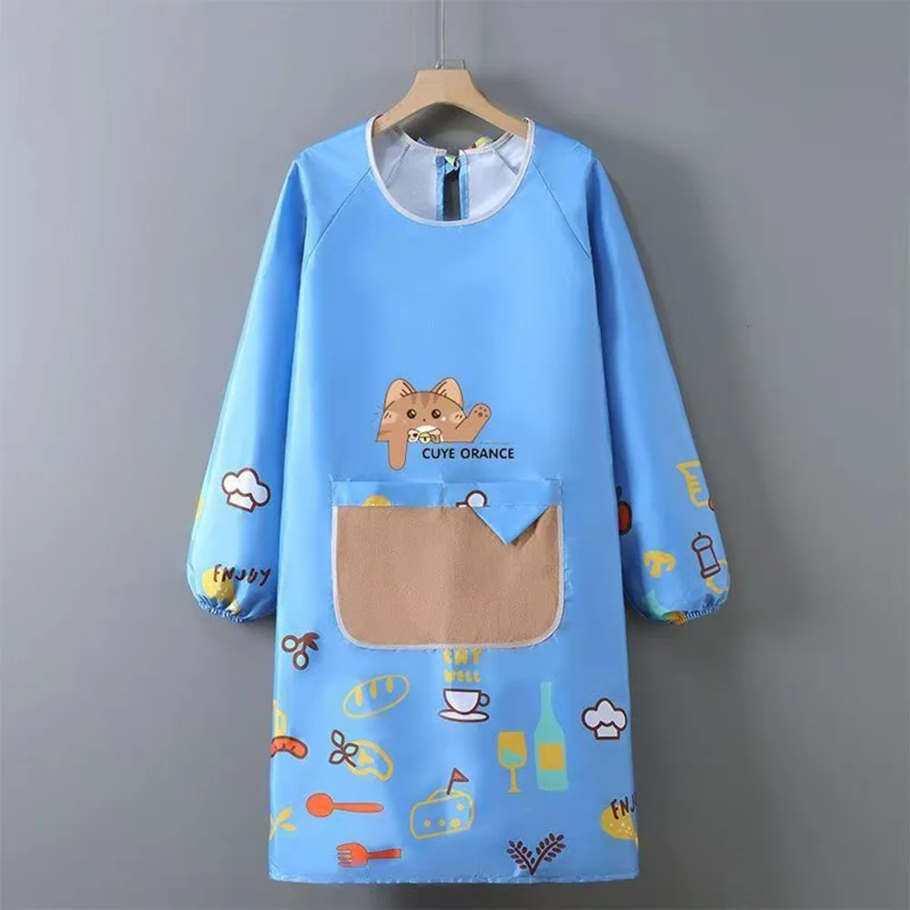 

Мультяшный кухонный фартук, водонепроницаемые противообрастающие нагрудники для приготовления пищи и выпечки, фартуки с длинными рукавами и перекрестной спинкой для кофейни для домашней кухни