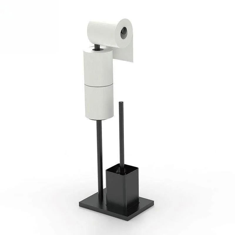 Suitable for Bathroom Floor-to-ceiling Tissue Holder with Toilet Brush Stainless Steel Roll Holder Standing Toilet Paper Holder