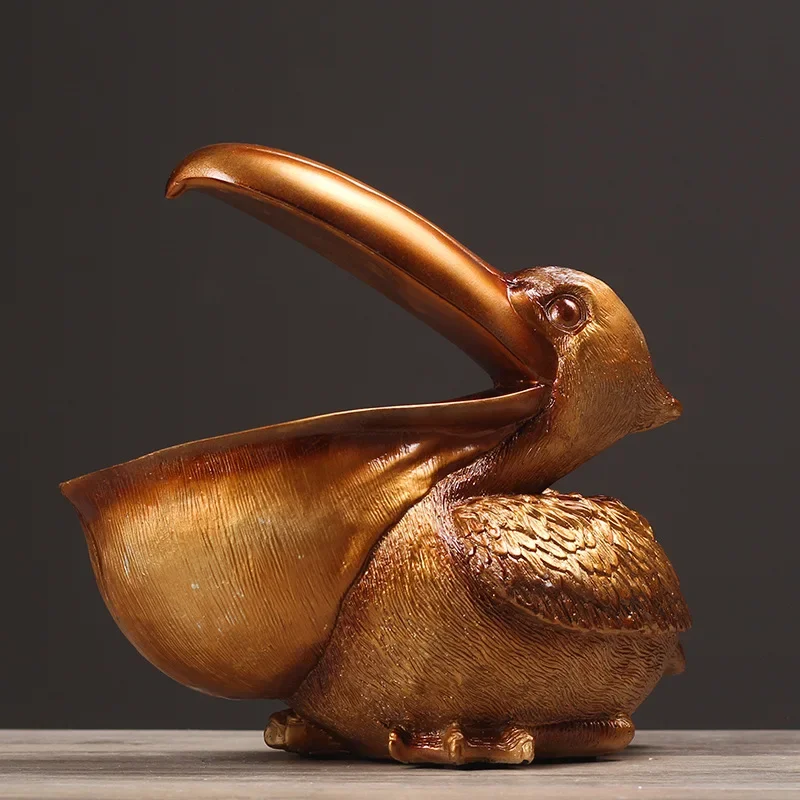 Pelican Bird Ornament Retro Resin Key Jewelry Storage Toucan  Entrance Hall Living Room Tea Table Home Arts And Crafts Creative