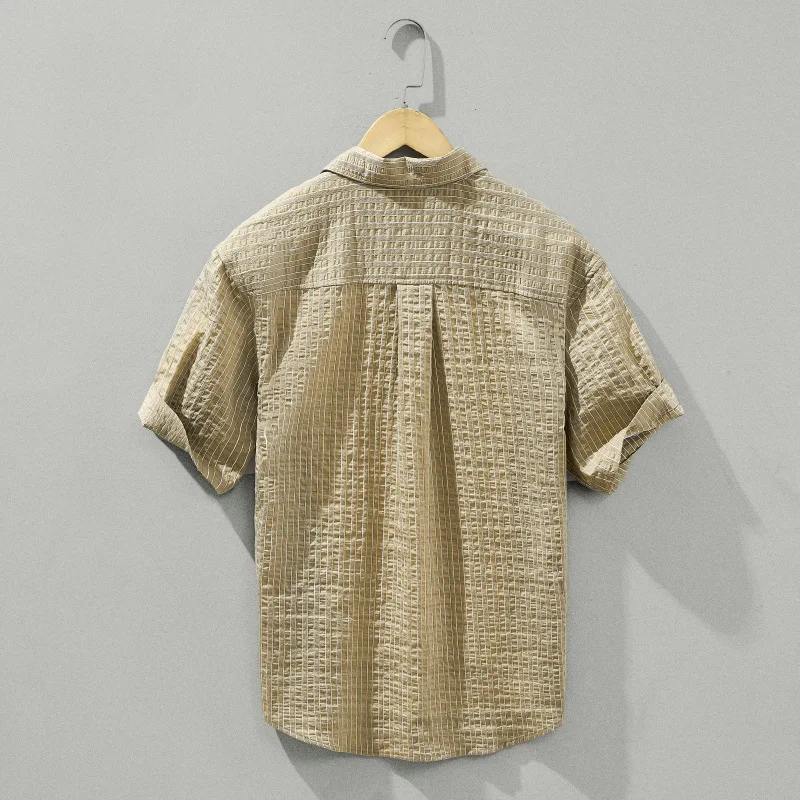 Summer Fashion Classic Striped Short Sleeve Casual Shirt Youth Japan Style Good Quality Loose Versatile Relax Fit Blouse Tops
