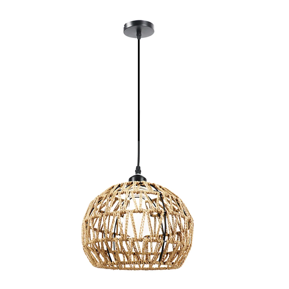 

Woven Dome Shade Rustic Style Pendant Light Ceiling Lamp for Dining Room Living Room Rattan Chandelier Woven Pendant Light