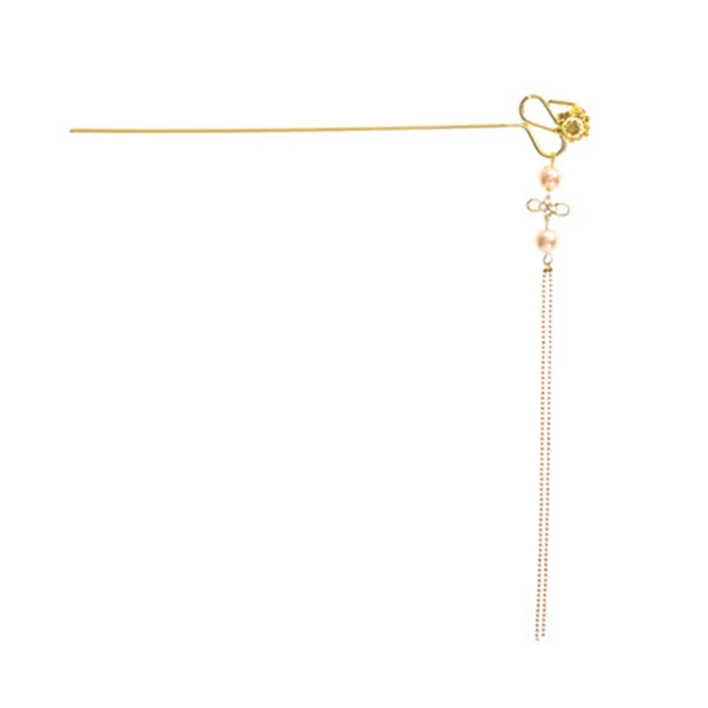 

Flower Tassel Stick Zinc Hair Stick Alloy Durable Reusable Pearl Hairpin for Buns Ladies Girls Fashion Accessories