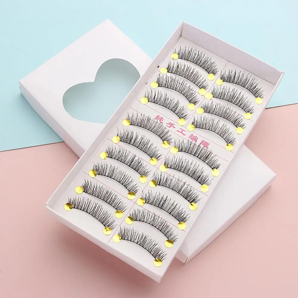 10Pair False Eyelashes Long Thick Cross Natural Black Fashion Fake lash Eye Makeup tool