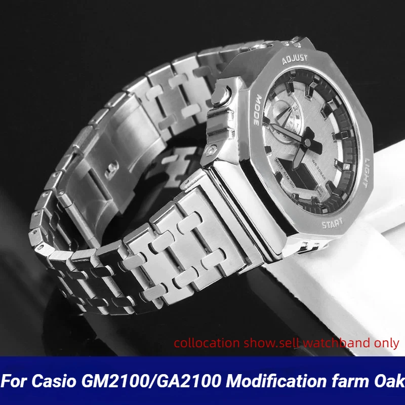

Модифицированный GA-2100 для Casio G-shock фермерский дуб металлический ремешок для часов Ga2100 Ga-b2100 ремешок для часов из нержавеющей стали мужской браслет аксессуары