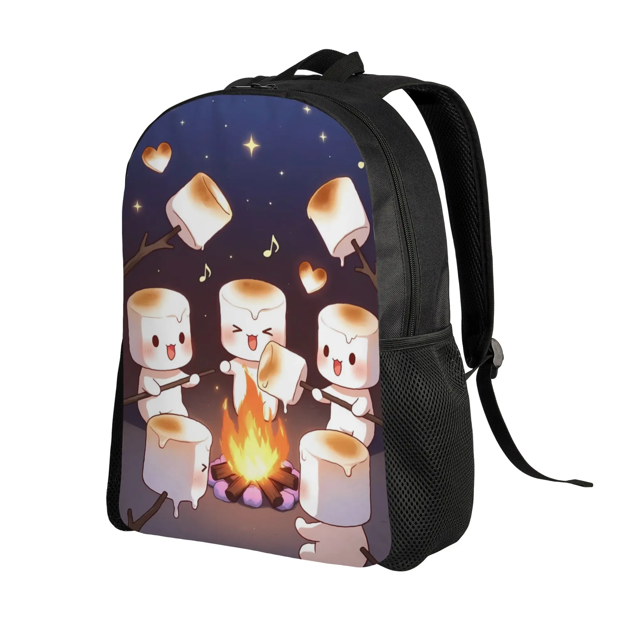 Fun Marshmallow Cartoon  Backpack  Girl Polyester Trekking Backpacks Pattern Modern High School Bags Rucksack