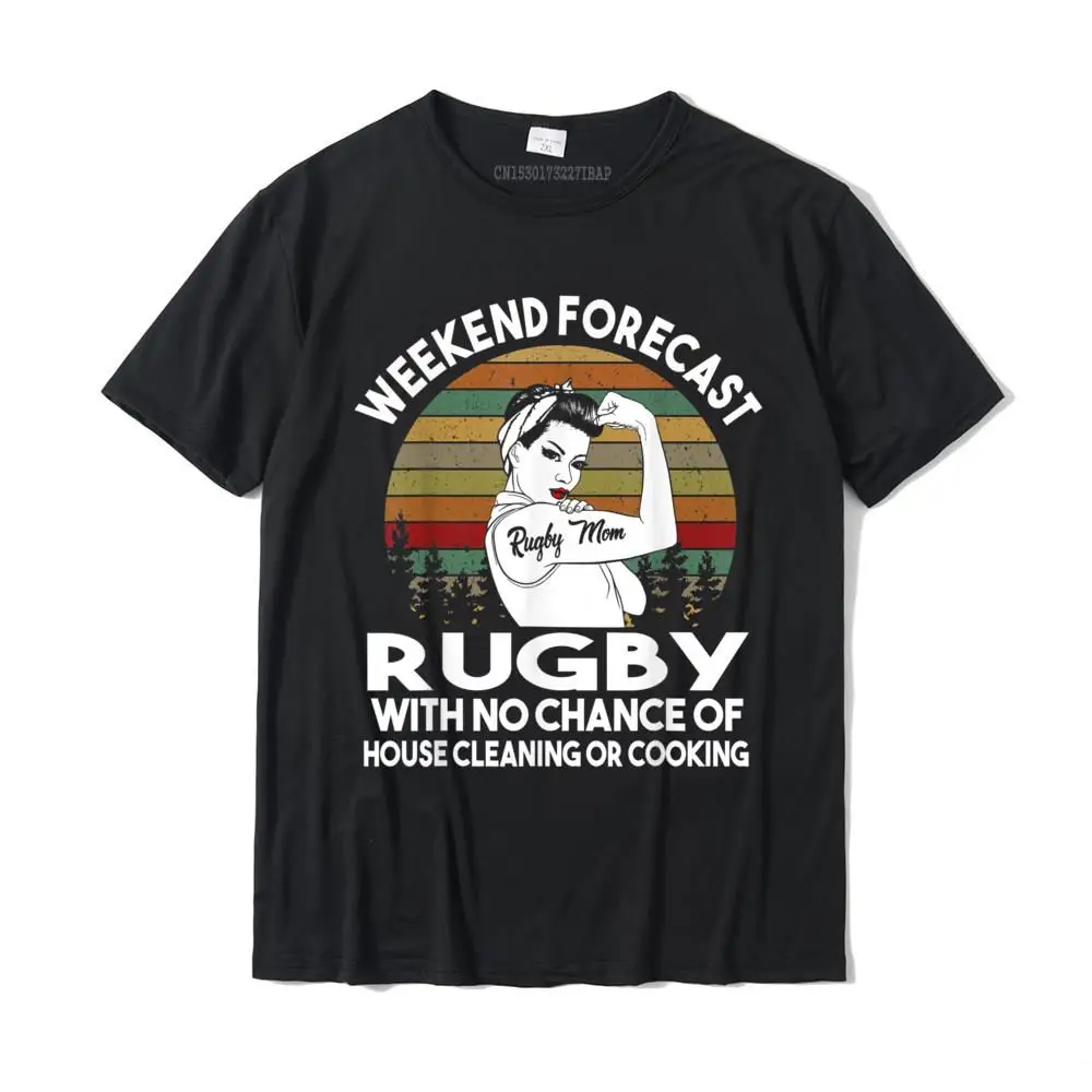 Rugby Mom Weekend Forecast Shirt Cotton Mens Tshirts Normal Tops Shirt Slim Fit Party Harajuku Christmas Tees