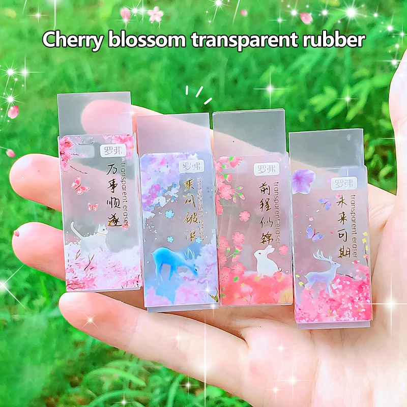 Креативные резиновые прозрачные ластики с милыми цветами, милые канцелярские принадлежности в эстетике, подарок ученицу, школьные принадлежности для детей