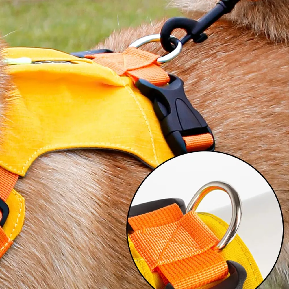Breathable Dog Harness Waterproof with Zippered Pockets Pet Vest Adjustable Wear-resistant Dog Chest Back Walking the Dog