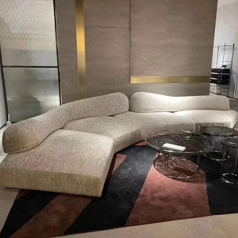 Rock fabric sofa high-end large apartment module, large living room curved combination villa special-shaped sofa