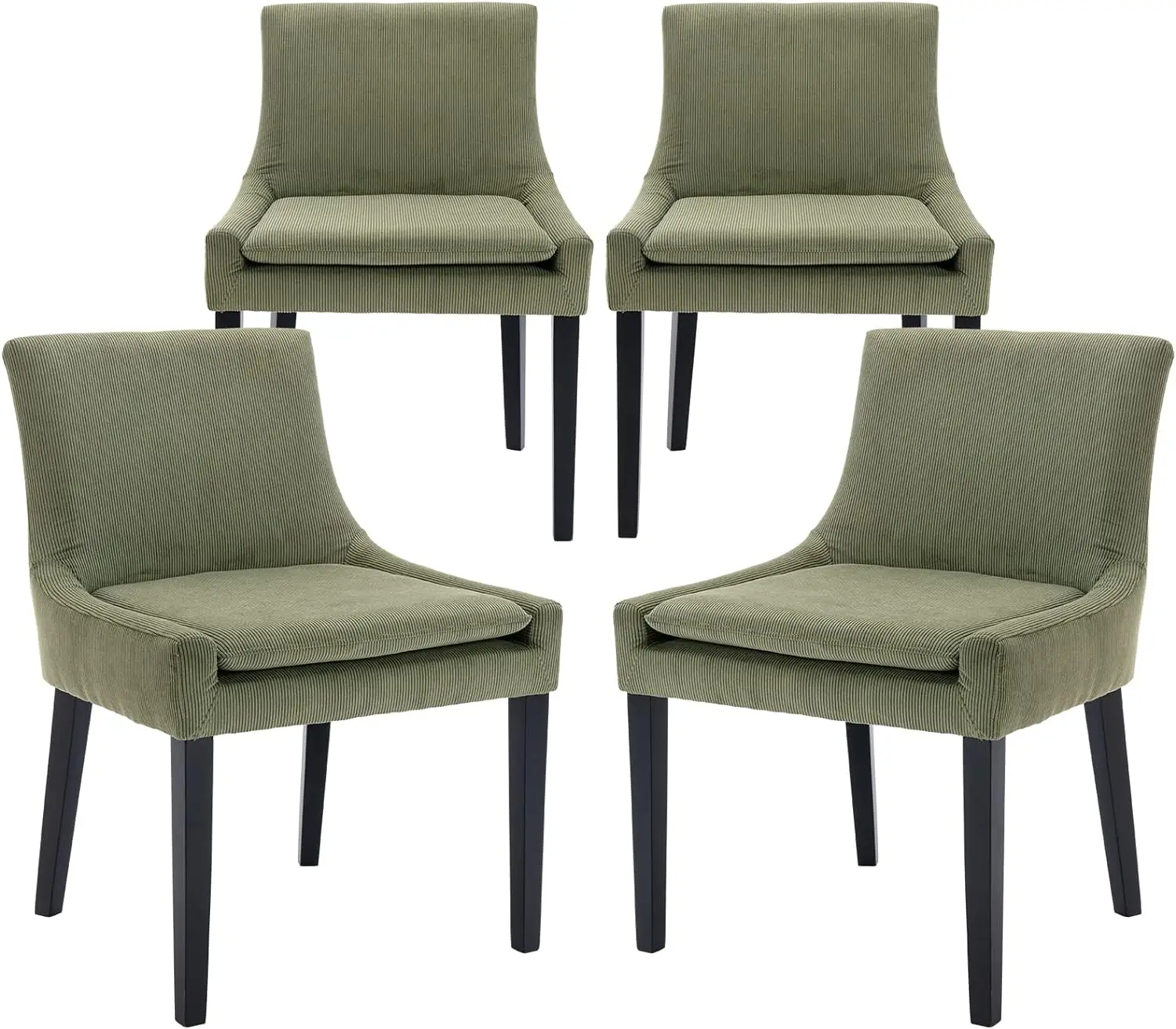 

COLAMY Corduroy Dining Chairs Set of 4, Upholstered Accent Side Leisure Chairs with Mid Back and Wood Legs for Living Room