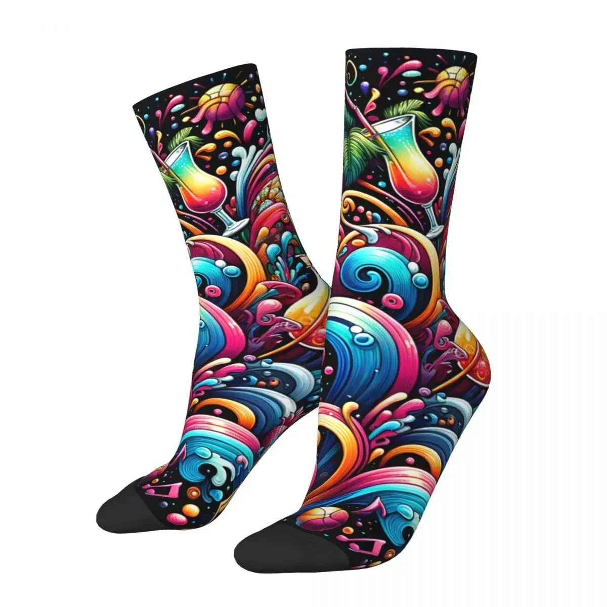 

Crazy compression Summer Vibes #1 Sock for Men Vintage Seamless Pattern Crew Sock Novelty