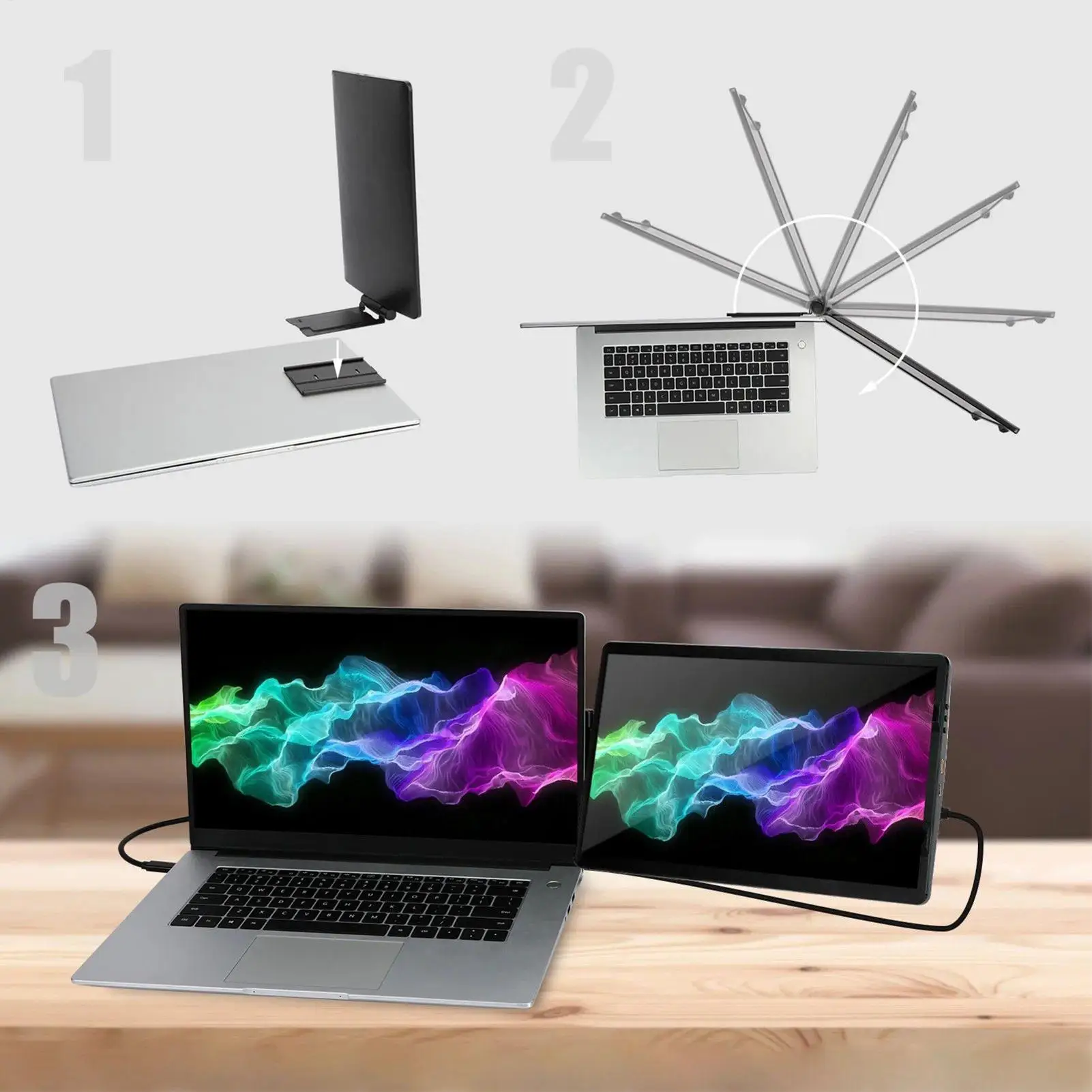 

Screen Extender 14.1 Inch Attachment Screen 1080P Laptop Travel Monitor With 2 Ports For Travel Conference Desk Home Business