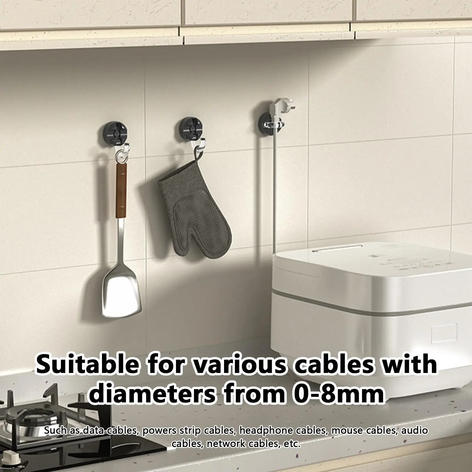 

Magnetic Cable Clips 3 Pieces Rotating Universal Kitchen Bathroom Clips Appliance Phone Charger Cable Holder For Kitchen