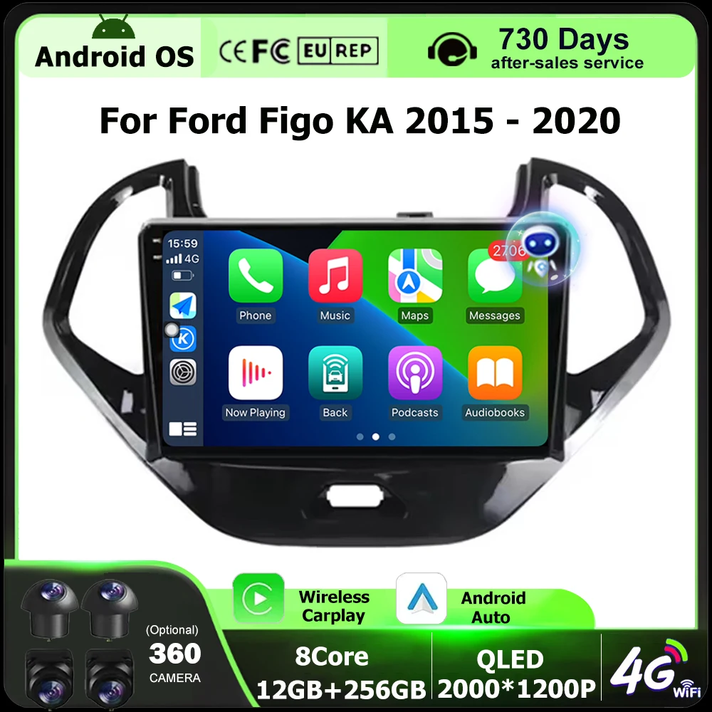 

Wireless Carplay For Ford Figo KA 2015-2020 Android Auto Car Radio Stereo Multimedia Player GPS Navigation 4G WIFI DSP Head Unit