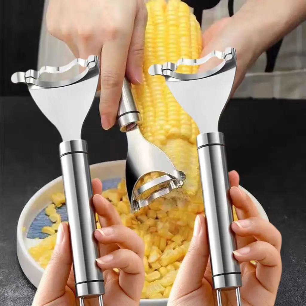 304 Stainless Steel Corn Peeler Serrated Corn Stripper Peelers Kitchen Shaver Planer Thresher Cutter Fruit Vegetable Gadget Tool