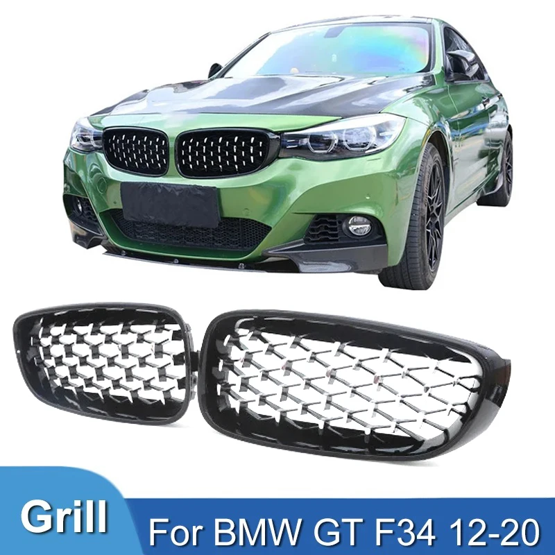 

For BMW 3 Series GT F34 Gran Turismo 320i 328i 330i 335i 325d Diamond Car Front Kidney GrillsGrille 2012-2019 Auto Racing Grills