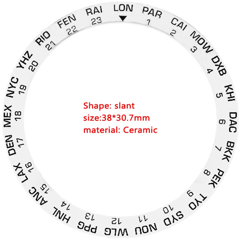 السيراميك 38*30.7 مللي متر الحافة إدراج يناسب SKX007 SKX009 SRPD حركة الحافة إدراج حلقة الرجال ساعة إصلاح أجزاء