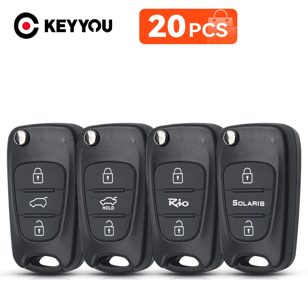 

KEYYOU 20 шт. для Hyundai I20 I30 IX35 I35 для Kia K2 K5 Rio 3 Picanto Ceed Cerato Sportage откидная оболочка ключа дистанционного управления 3 кнопки